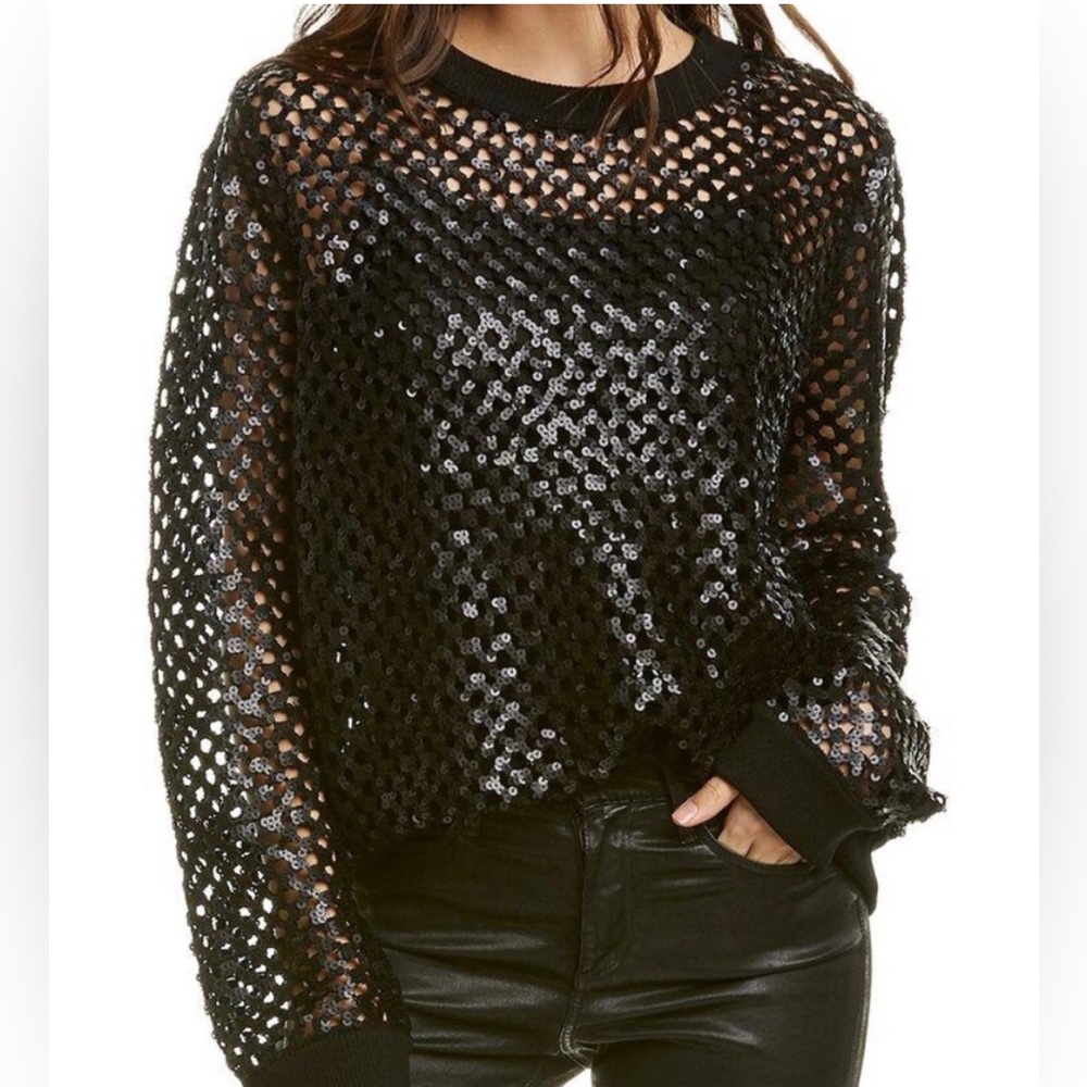 TORY BURCH LANSING SWEATER🖤 SZ LG Women’s Black sequin-Lovely!🖤